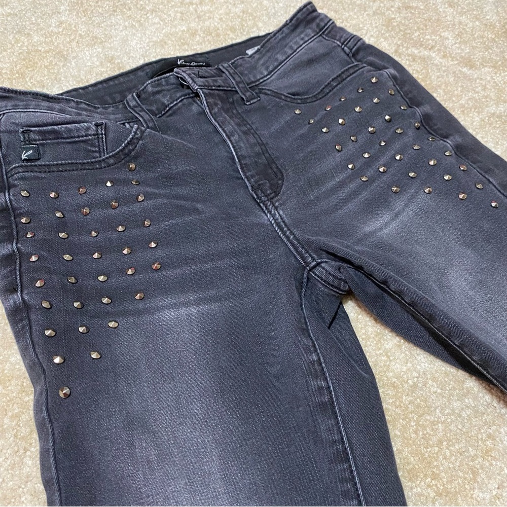 KanCan Distressed High Waisted Black Studded Jeans 7
